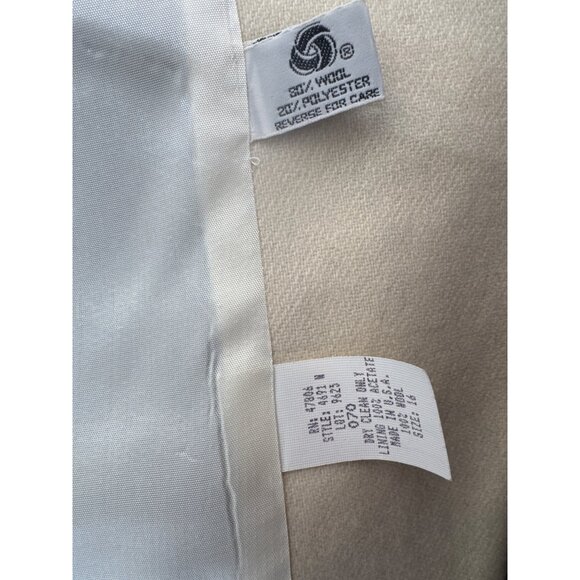 Vintage Oleg Cassini Women's Black White & Red Striped Wool Blend Blazer - Picture 7 of 8